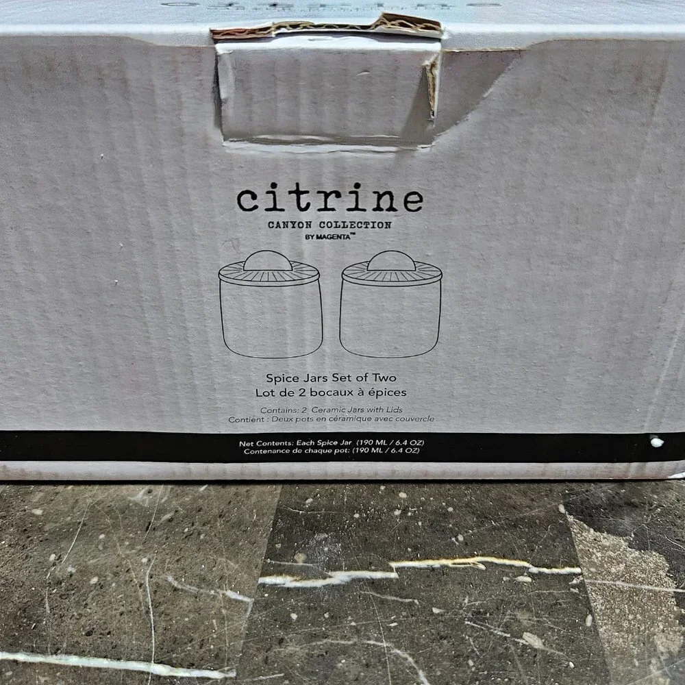 Citrine Canyon Collection -‎ Spice Jars Set Of Two - New In Box